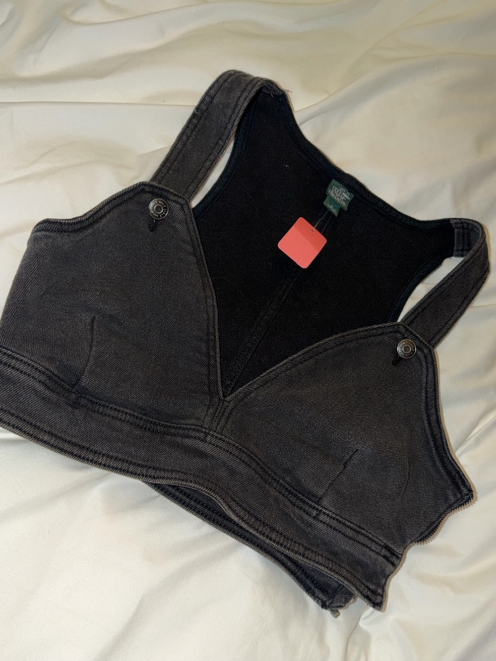 Black Denim Crop Tank Top
